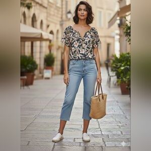 Rebecca Taylor Floral Blouse Made Of Silk Size 4